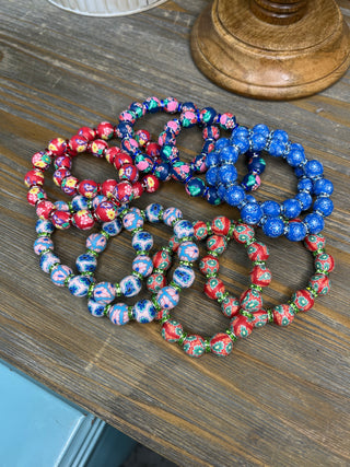 Alternate view of Blue Lagoon Stretch Clay Bead Bracelet
