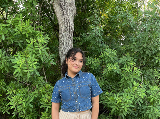 Cozy Co Pearl Washed DK WASH Denim Short Sleeve Shrug Top