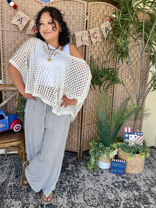 Alternate view of Headed to the Hamptons Seersucker Wide Leg Pants
