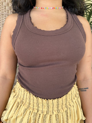 Beyond Basics Ribbed Knit Tank DARK CHOCOLATE