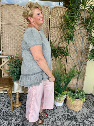 Alternate view of Charcoal Ruffle Bottom Top

