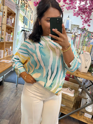 Alternate view of Ocean Blue Batwing Top ONE SIZE
