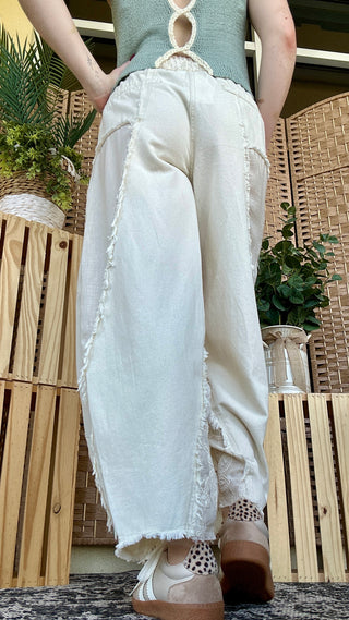 Alternate view of POL Ivory Lace Wanderer Gypsy Fit Pants
