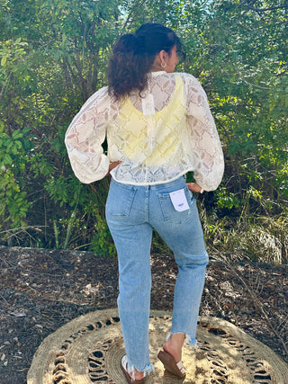 White Lace Woven Crochet Cardigan Top
