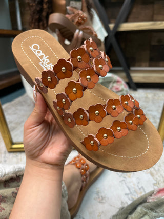 Corkys Garden Party Cognac Flower Sandal