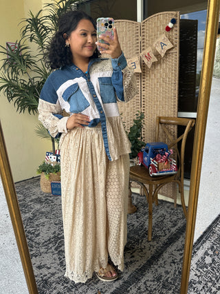 Alternate view of Young Threads Boho Latte Lace Wide Leg Pants
