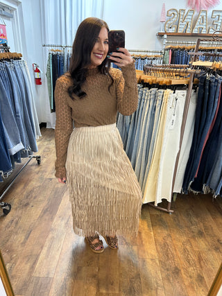 Davi & Dani Chocolate Mesh Layer Top