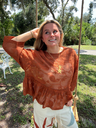 Risk It All RUST Dolman Lace Top OVERSIZED
