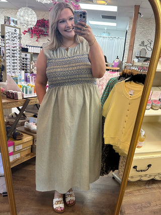 Lemon Blueberry Stripe Midi Dress