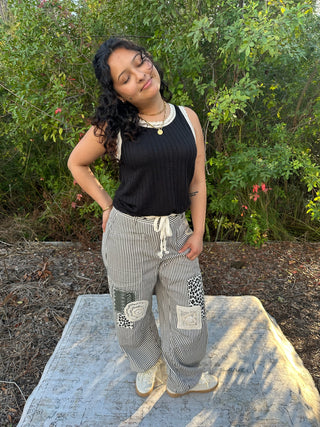 POL BLACK Crochet Trim Sleeveless Top