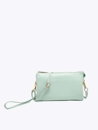 Light Mint Crossbody Faux Leather Organizer Purse with multiple compartments and sleek design, perfect for stylish organization.