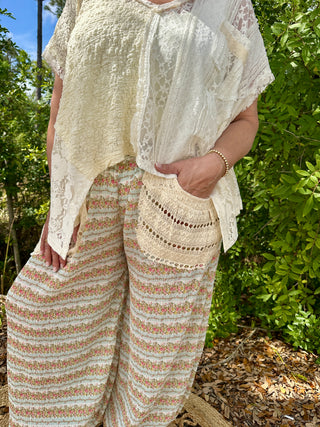 POL Aqua & Peach Spring Floral Pants