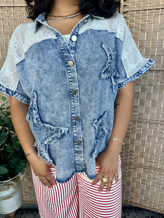 Alternate view of Stella Embroidered Star Denim Top
