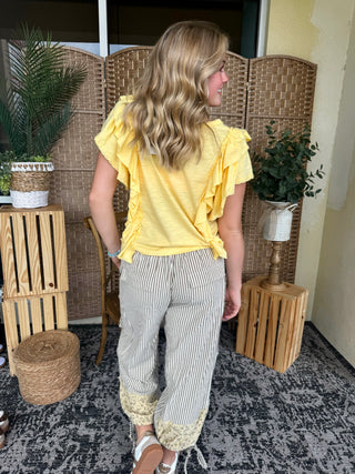 Alternate view of Dust in the Wind Banana Ruffle Sleeve Top
