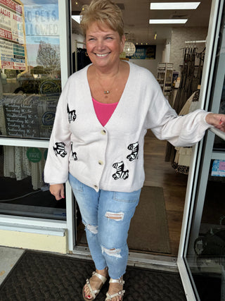 Zebra Soft Knit Cardigan Sweater