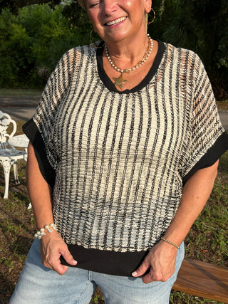 POL Passport Ready Black Ladderback Sweater Top
