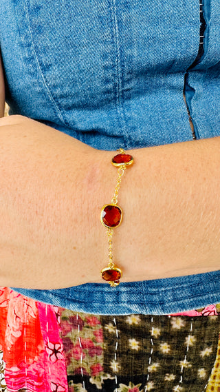 Brown Crystal & Gold Magnetic Bracelet
