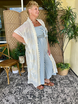 Alternate view of Ocean Blue Stripe Strapless Jumpsuit
