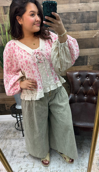 POL Pink Floral Lattice Swing Top