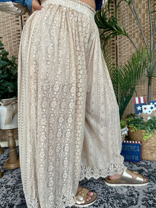Alternate view of Young Threads Boho Latte Lace Wide Leg Pants
