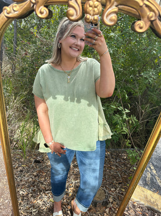 Alternate view of Green Ruffle Bottom Top
