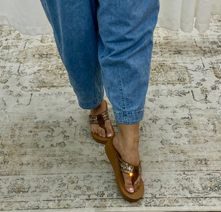 Alternate view of Yellowbox Tania Brown & Turquoise Wedge Sandal
