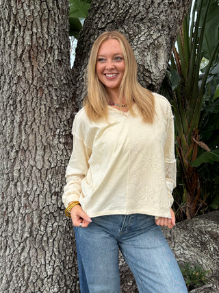 Sure Thing Natural Long Sleeve Top
