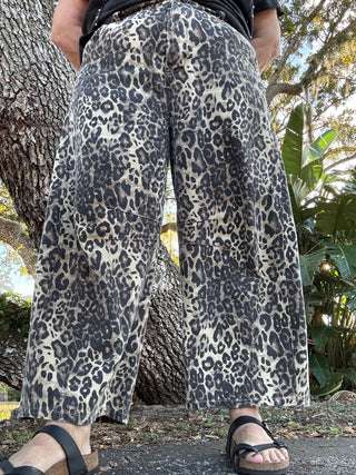Leopard Denim Gypsy Fit Button Fly Pant