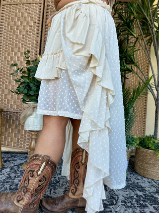 Wagon Wheel Ivory Hi-Lo Skirt