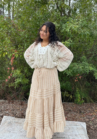 Taupe & Ivory Textured Maxi Skirt