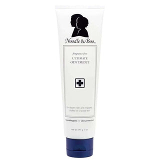 Noodle & Boo Ultimate Ointment, all sizes, offering gentle care for sensitive skin in an elegant, cream-colored tube with a lavender cap.