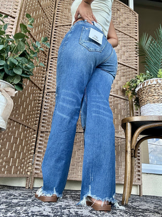 Alternate view of Mica Med Wash Wide Leg Trendsetter Jeans

