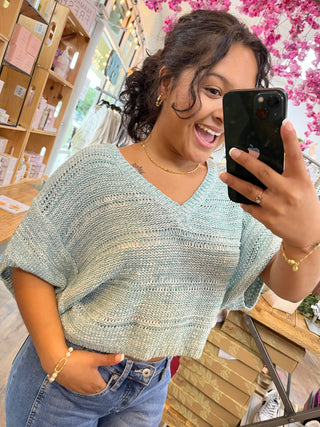Alternate view of Daydreamer Seafoam Crochet Top
