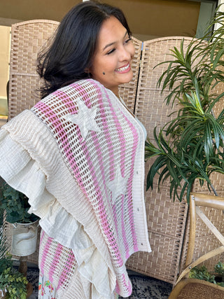 Alternate view of Old Glory Pink Stripe Sweater Top OVERSIZED
