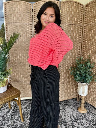 Alternate view of Oh Bouy! CORAL Slouchy Sweater Top

