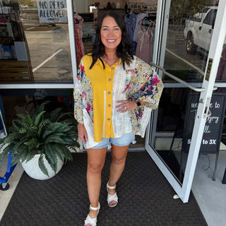 Alt text: "POL Pineapple Indigo Mix Print Oversized Top - Stylish, vibrant design for a bold fashion statement.