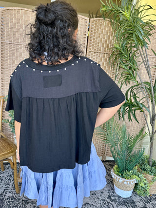 Alternate view of POL Black & Pearl Lace Darlin' Top

