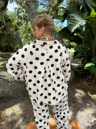 The Sweet Spot Ivory & Black Dot Pant Set
