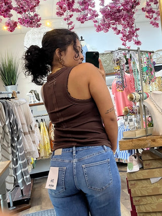 Beyond Basics Ribbed Knit Tank DARK CHOCOLATE