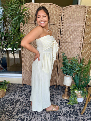 Alternate view of Lemon Meringue Stripe Strapless Jumpsuit
