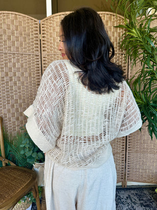 Alternate view of POL Passport Ready Natural Ladderback Sweater Top
