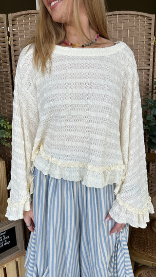 Alternate view of Gypsy Flair Cream Lace Dolman Top

