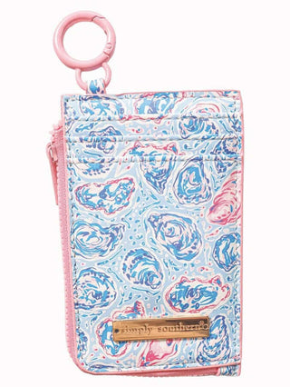 Simply Southern ID & Coin Wallet in Oyster color, stylish and compact design with keyring and floral pattern.