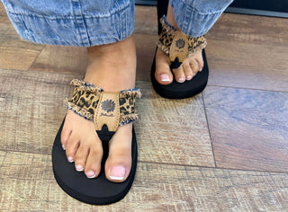 Yellowbox Fayth Tan Leopard Flip Flop Sandal