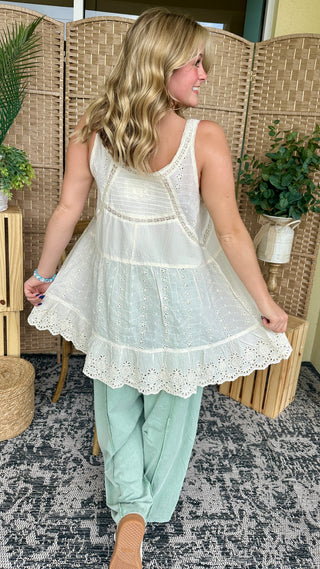 Alternate view of POL Lace Shoulder Kiss Natural Tunic Dress
