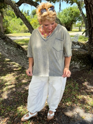 Vintage Wash FADED NAVY VNeck Top OVERSIZED
