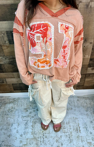 POL Dusty Coral 91 Long Slv Lightweight Hoodie Top