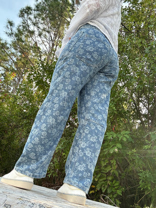 Floral Print Denim Gypsy Fit Jeans