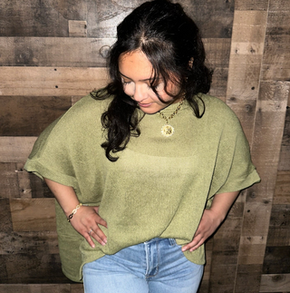 Avocado Green Oversized Dolman Sweater