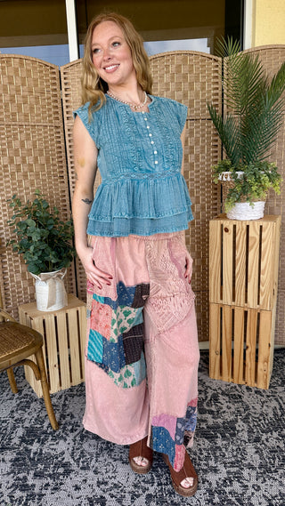 POL Pink Trailblazer Patchwork Pant FINAL SALE
